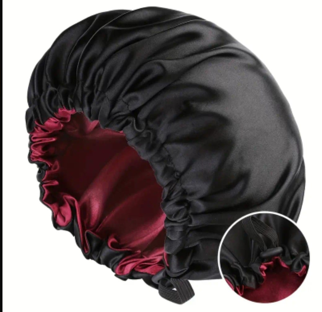 Bonnet de nuit ajustable en soie avec cordon de serrage – Soins et coiffure ultimes