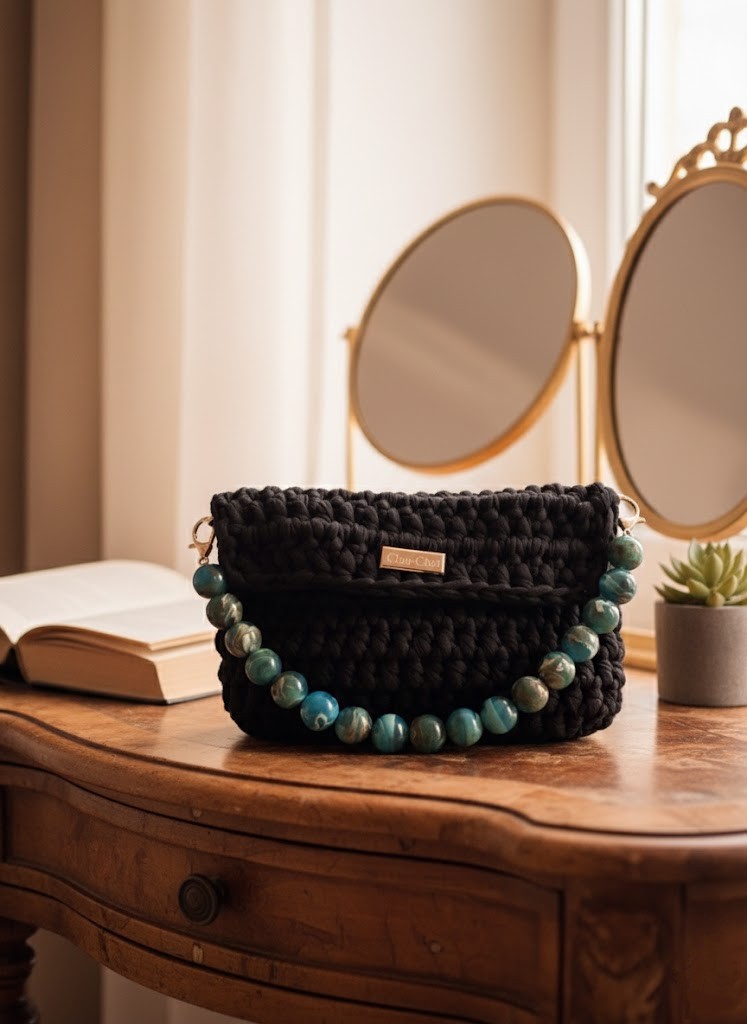 Anasha petit sac en crochet noir