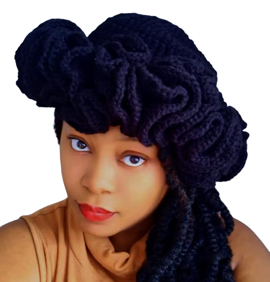 Bonnet à pompons noir