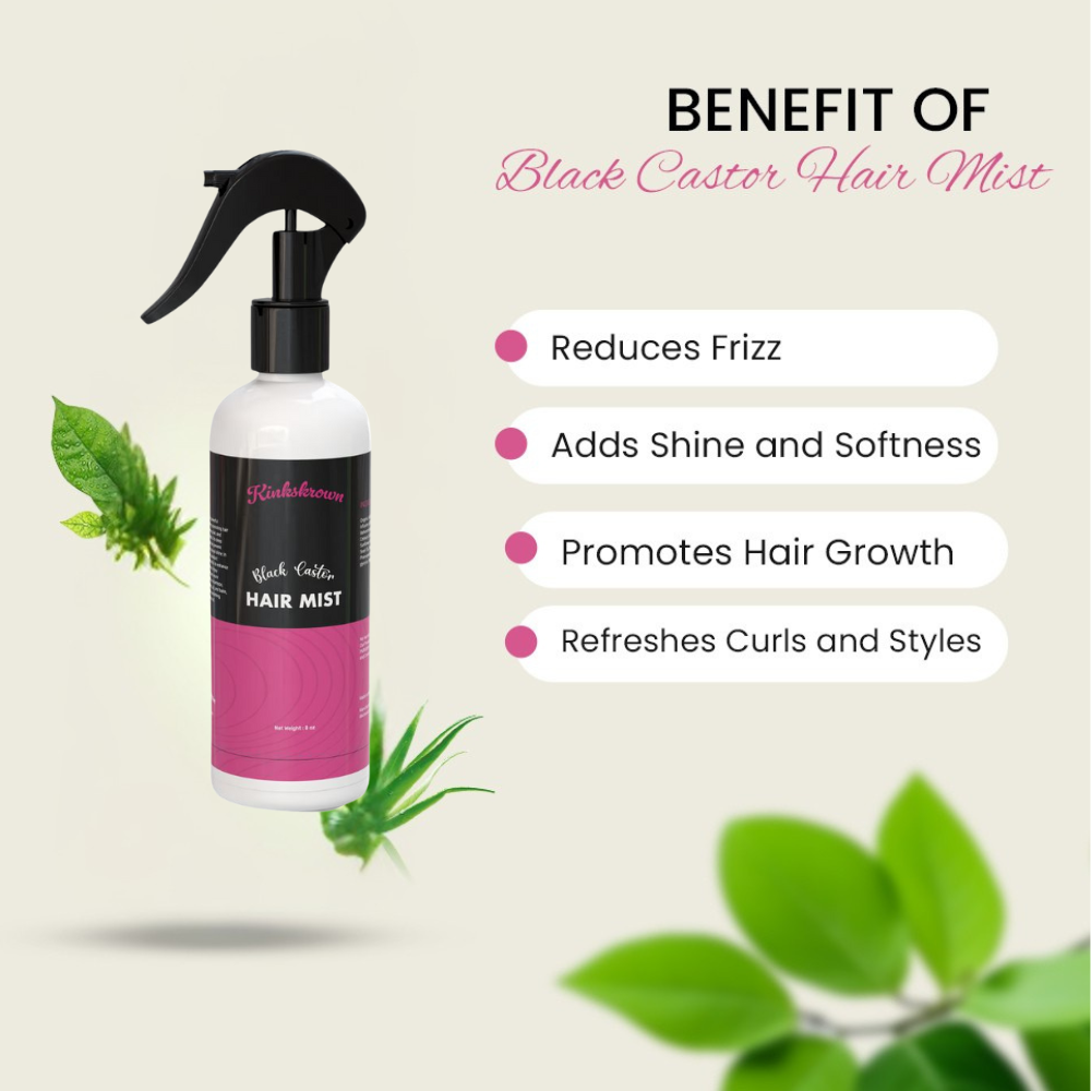 Hydrate et fait briller – Brume capillaire à l'huile de ricin noir