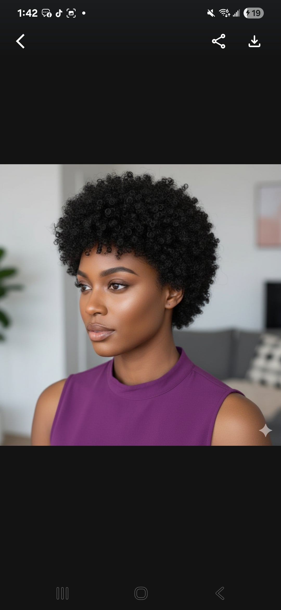 Dianne short natural afro kinky curly wig 8inch