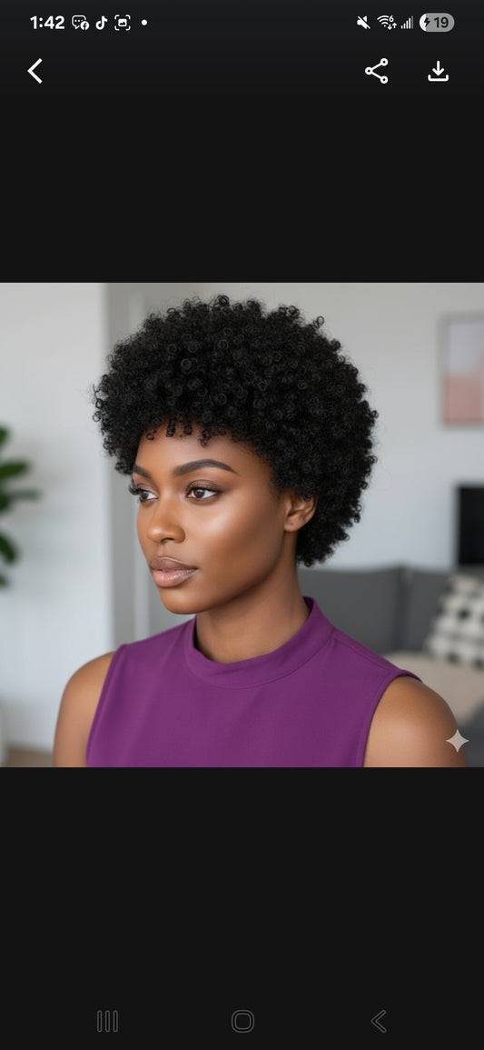 Dianne short natural afro kinky curly wig 8inch